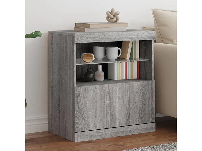 Dressoir met LED-verlichting 60x37x67 cm grijs sonoma eiken BE596564