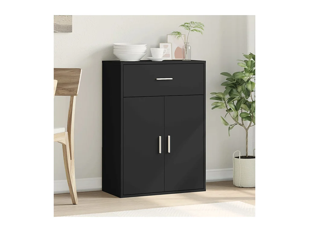 Buffet noir 60x30x84 cm bois d'ingénierie FR54621