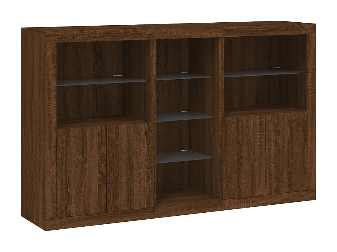 Buffet avec lumières LED chêne marron 162x37x100 cm FR38708