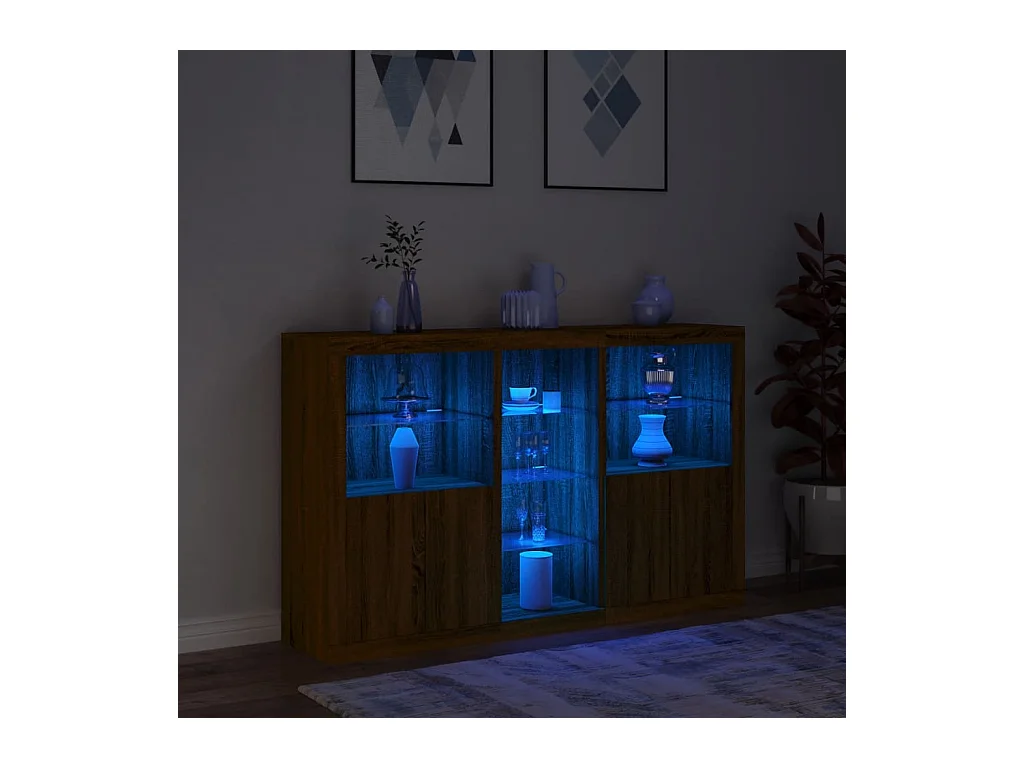 Buffet avec lumières LED chêne marron 162x37x100 cm FR38708