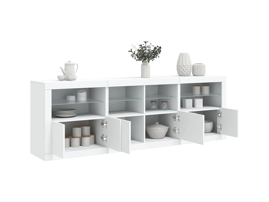 Buffet avec lumières LED blanc 202x37x67 cm FR18377