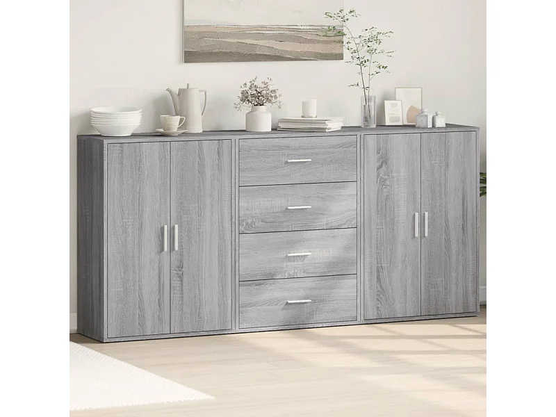 Buffets 3 pcs sonoma gris 60x31x84 cm bois d'ingénierie FR78969