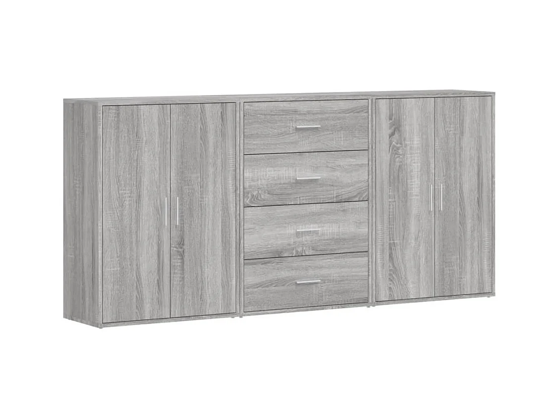 Buffets 3 pcs sonoma gris 60x31x84 cm bois d'ingénierie FR78969