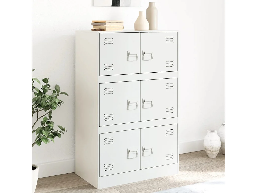 Buffet blanc 67x39x107 cm acier FR28337