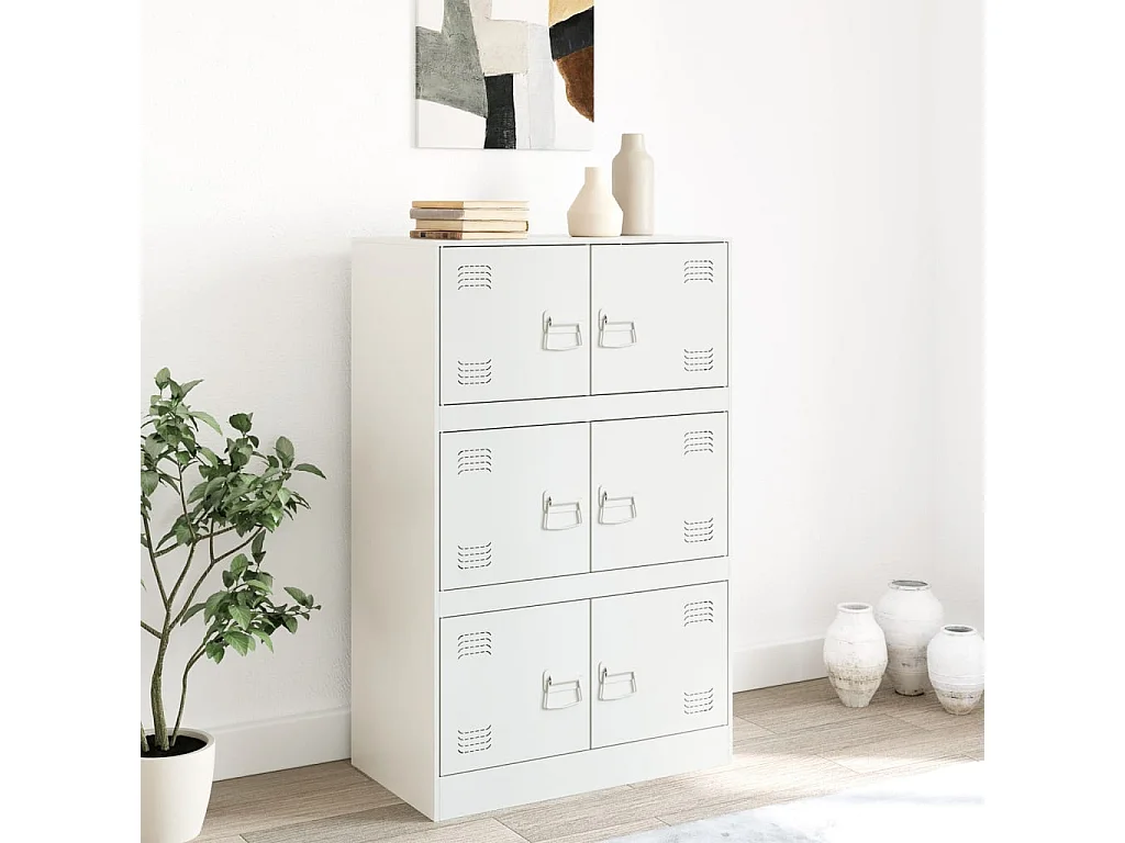 Buffet blanc 67x39x107 cm acier FR28337