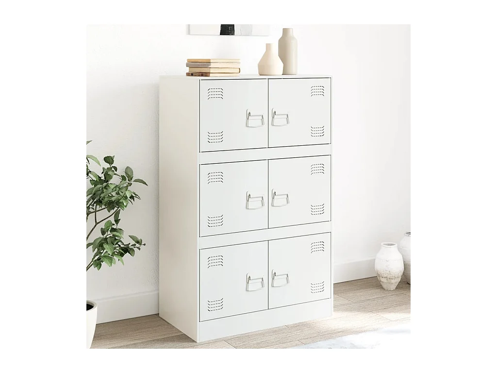 Buffet blanc 67x39x107 cm acier FR28337