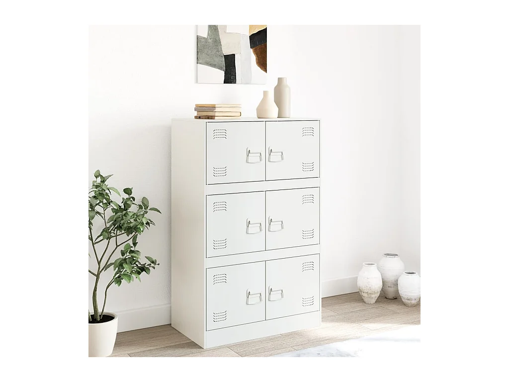 Buffet blanc 67x39x107 cm acier FR28337