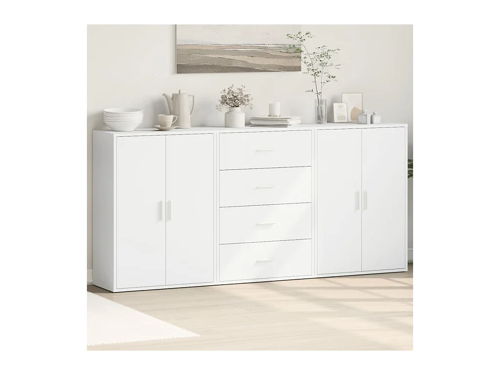 Buffets 3 pcs blanc 60x31x84 cm bois d'ingénierie FR76799