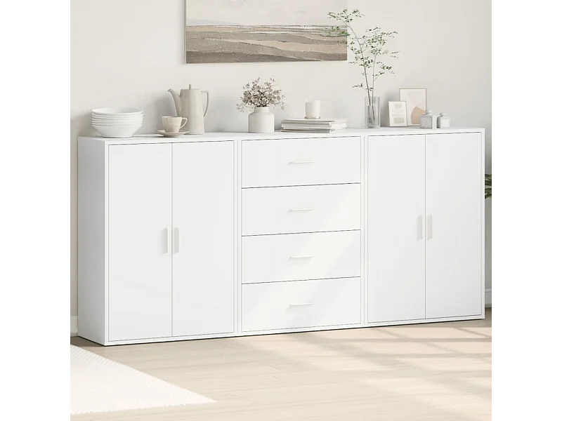 Buffets 3 pcs blanc 60x31x84 cm bois d'ingénierie FR76799