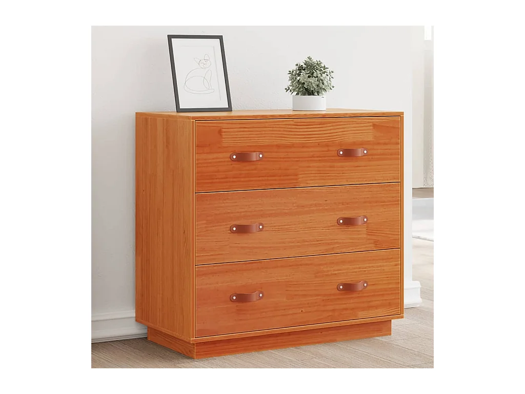 Buffet cire marron 80x40x75 cm bois massif de pin FR21493