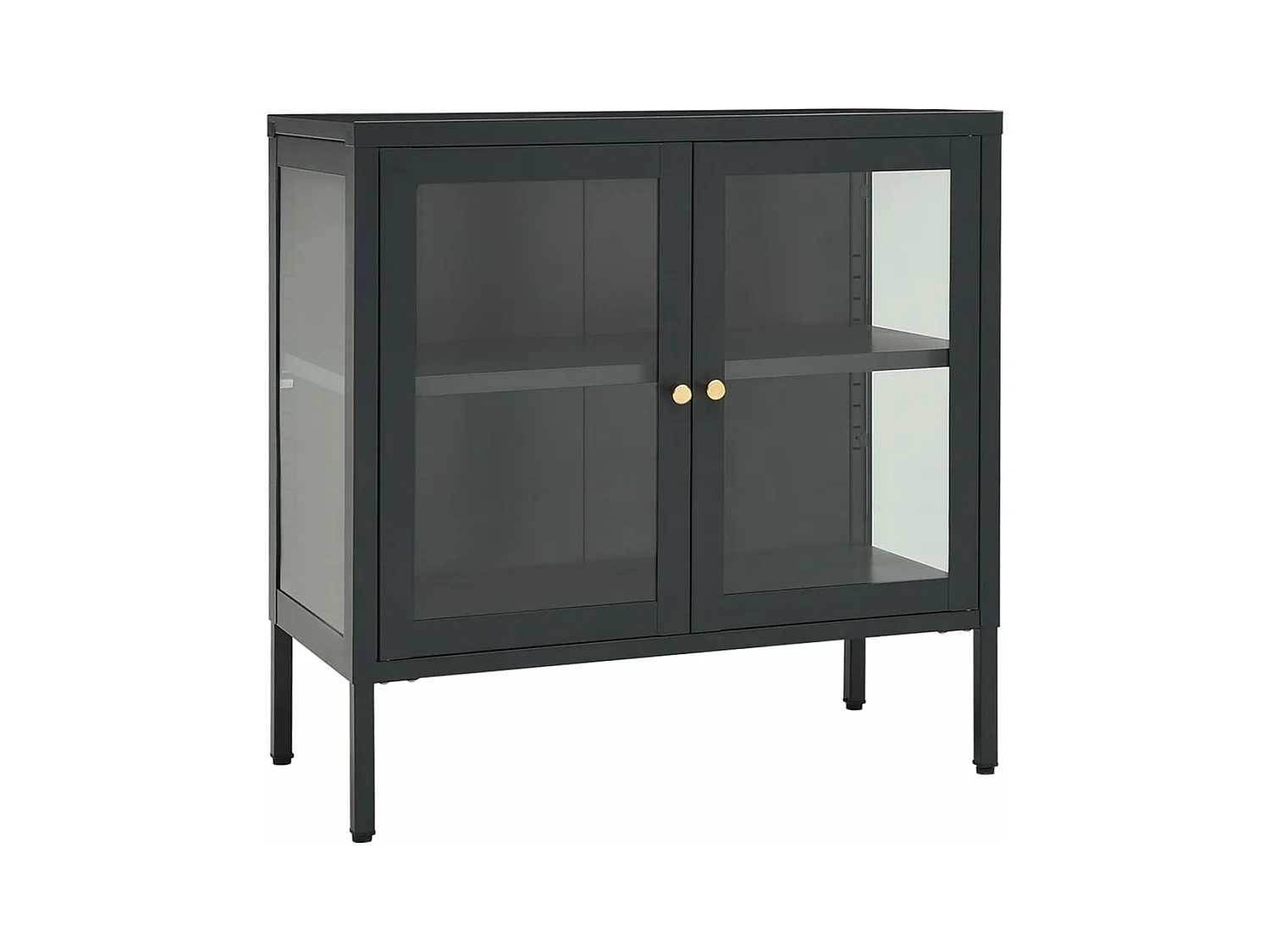 Buffet Anthracite 70x35x70 cm Acier et verre FR90333