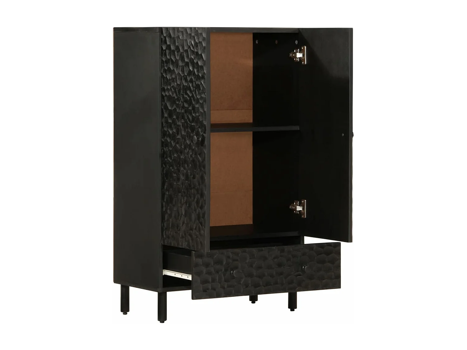 Hoge kast 60x33x100 cm massief mangohout zwart BE318727