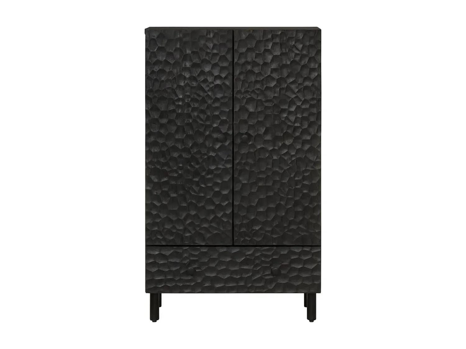 Hoge kast 60x33x100 cm massief mangohout zwart BE318727