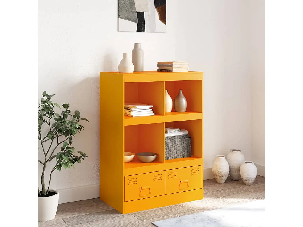 Buffet haut jaune moutarde 67x39x95 cm acier FR15268