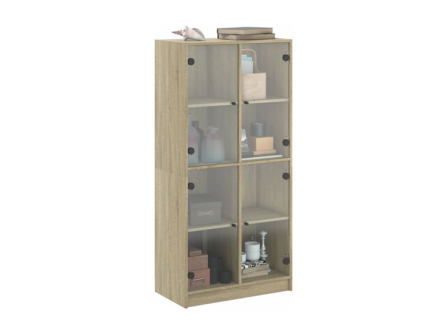 Hoge kast met deuren 68x37x142 cm bewerkt hout sonoma eiken BE499288
