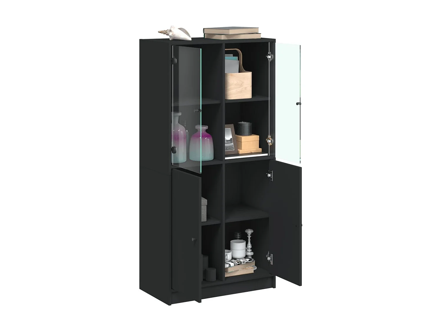 Aparador alto c/ portas 68x37x142 cm derivados de madeira preto PT660824