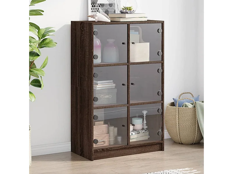 Buffet haut avec portes chêne marron bois d'ingénierie FR43254