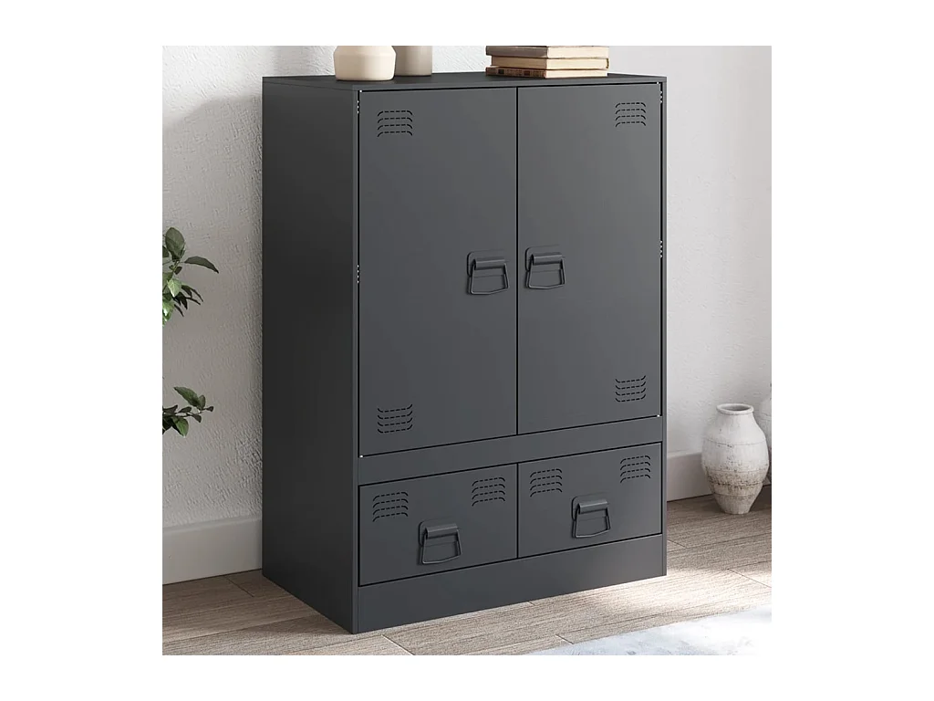 Buffet haut anthracite 67x39x95 cm acier FR66642
