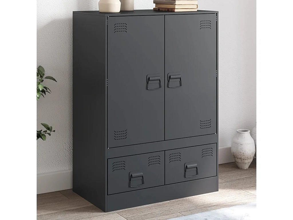 Buffet haut anthracite 67x39x95 cm acier FR66642