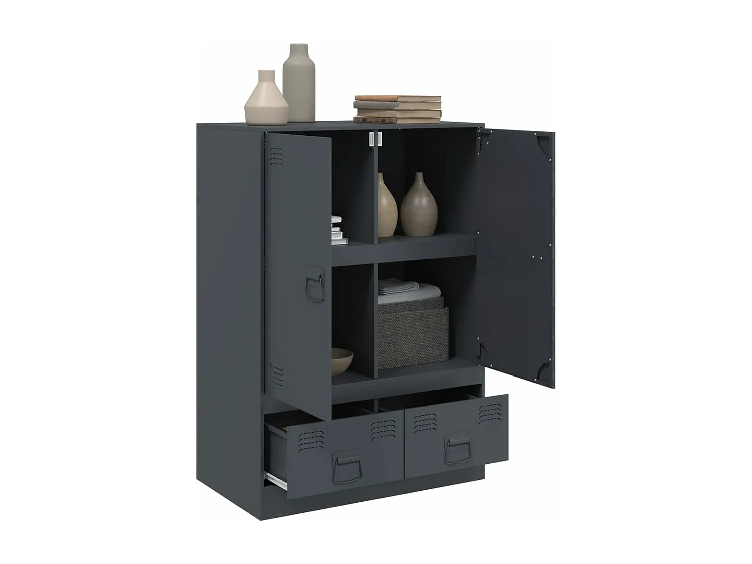 Buffet haut anthracite 67x39x95 cm acier FR66642