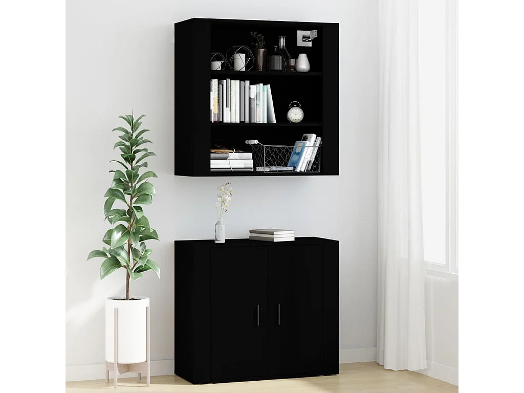 Buffet haut Noir Bois d'ingénierie FR56312