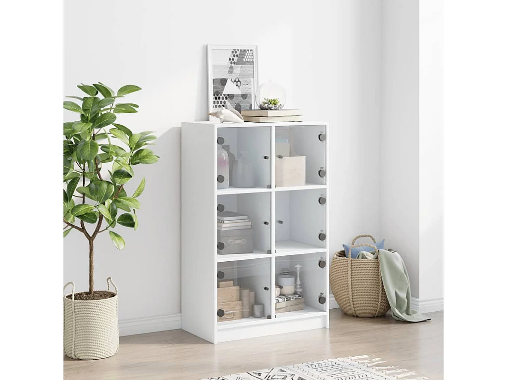 Buffet haut avec portes blanc 68x37x109 cm bois d'ingénierie FR74852