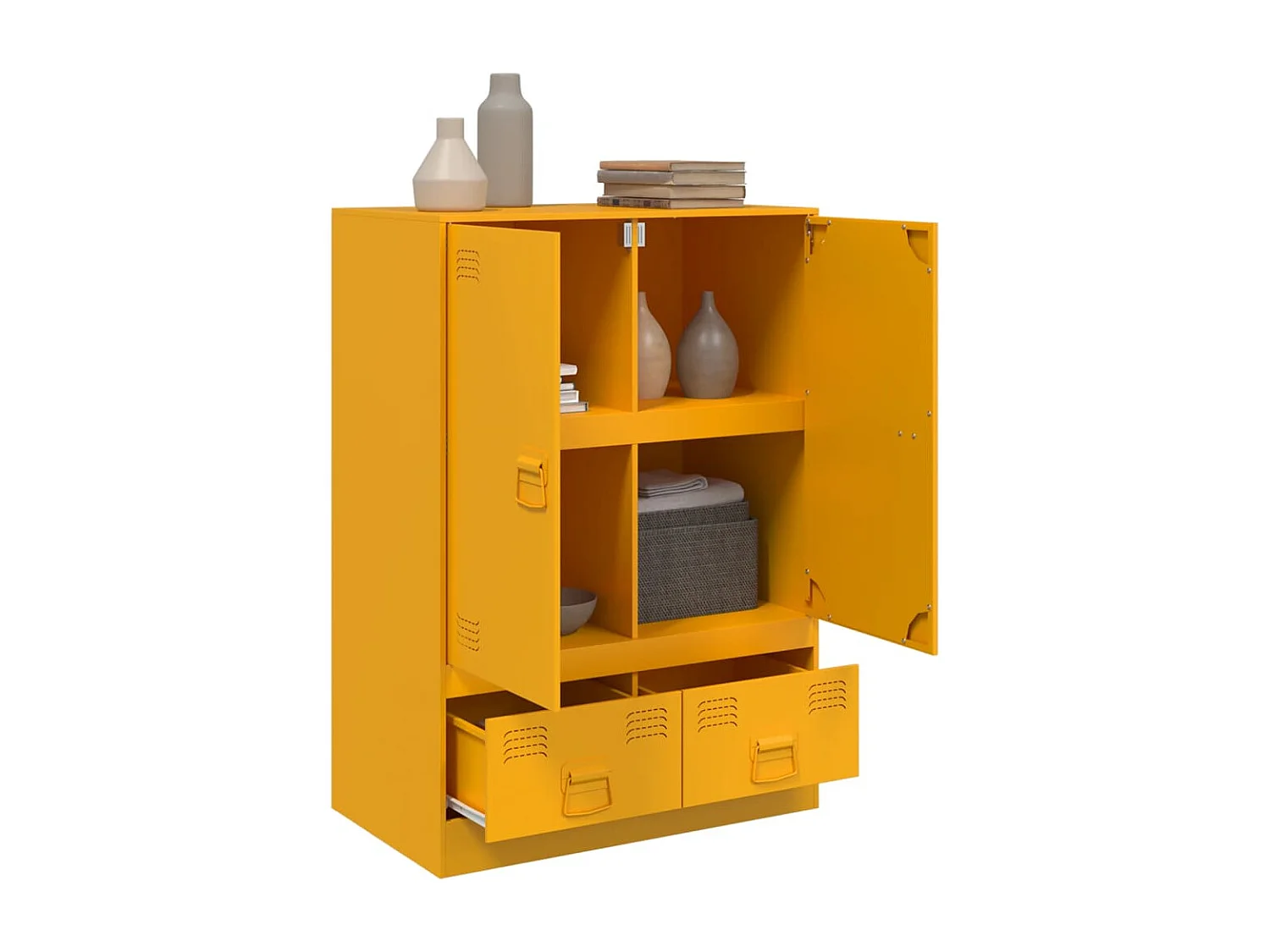 Buffet haut jaune moutarde 67x39x95 cm acier FR92557