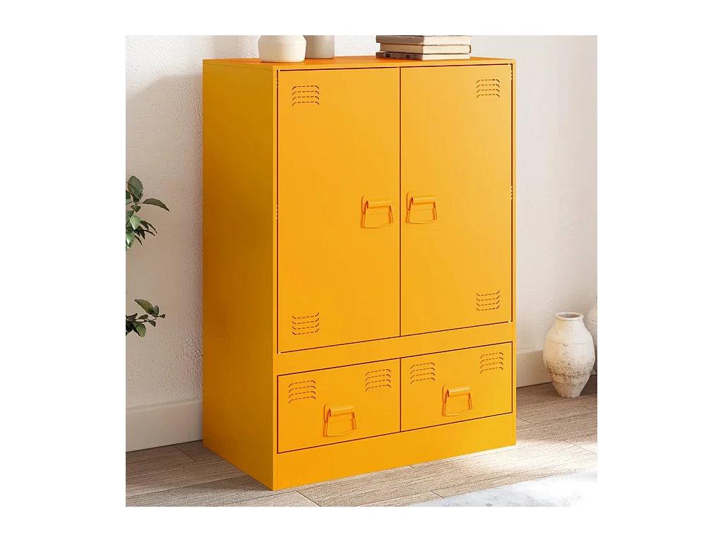 Buffet haut jaune moutarde 67x39x95 cm acier FR92557
