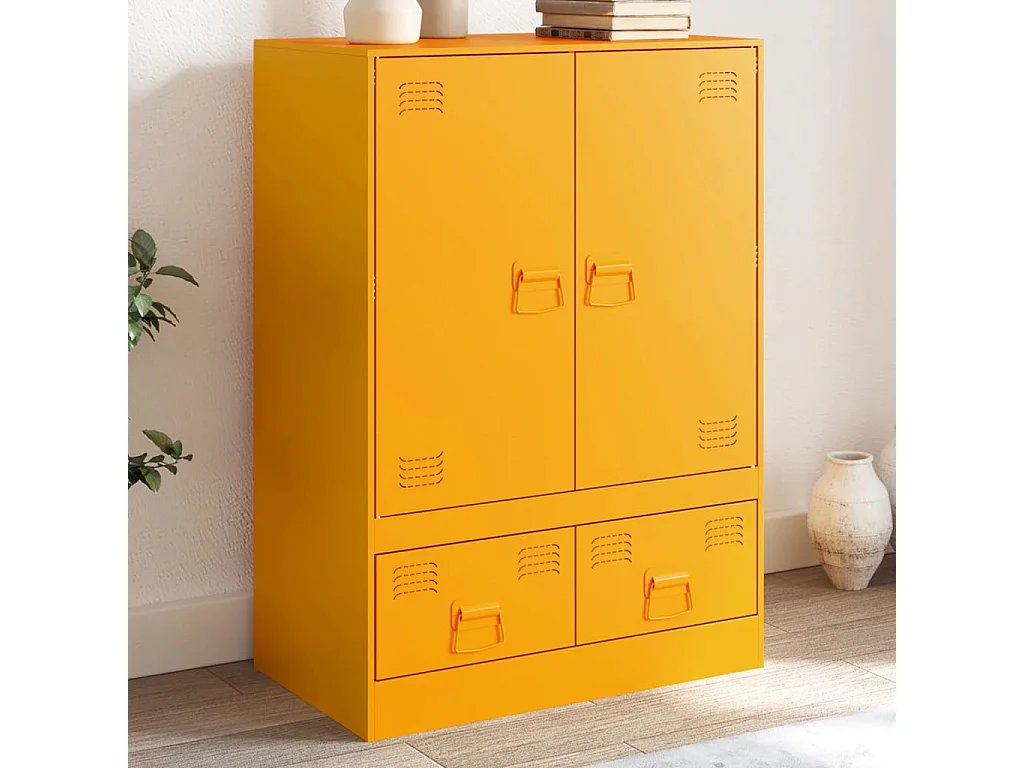 Hoge kast 67x39x95 cm staal mosterdgeel BE296783