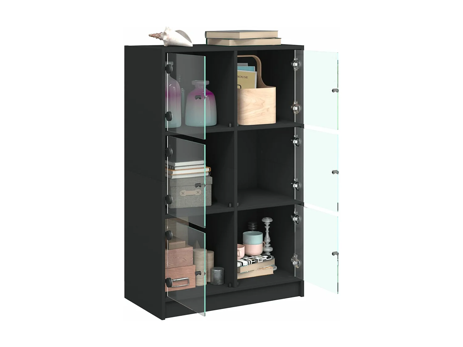 Aparador alto c/ portas 68x37x109 cm derivados de madeira preto PT720271