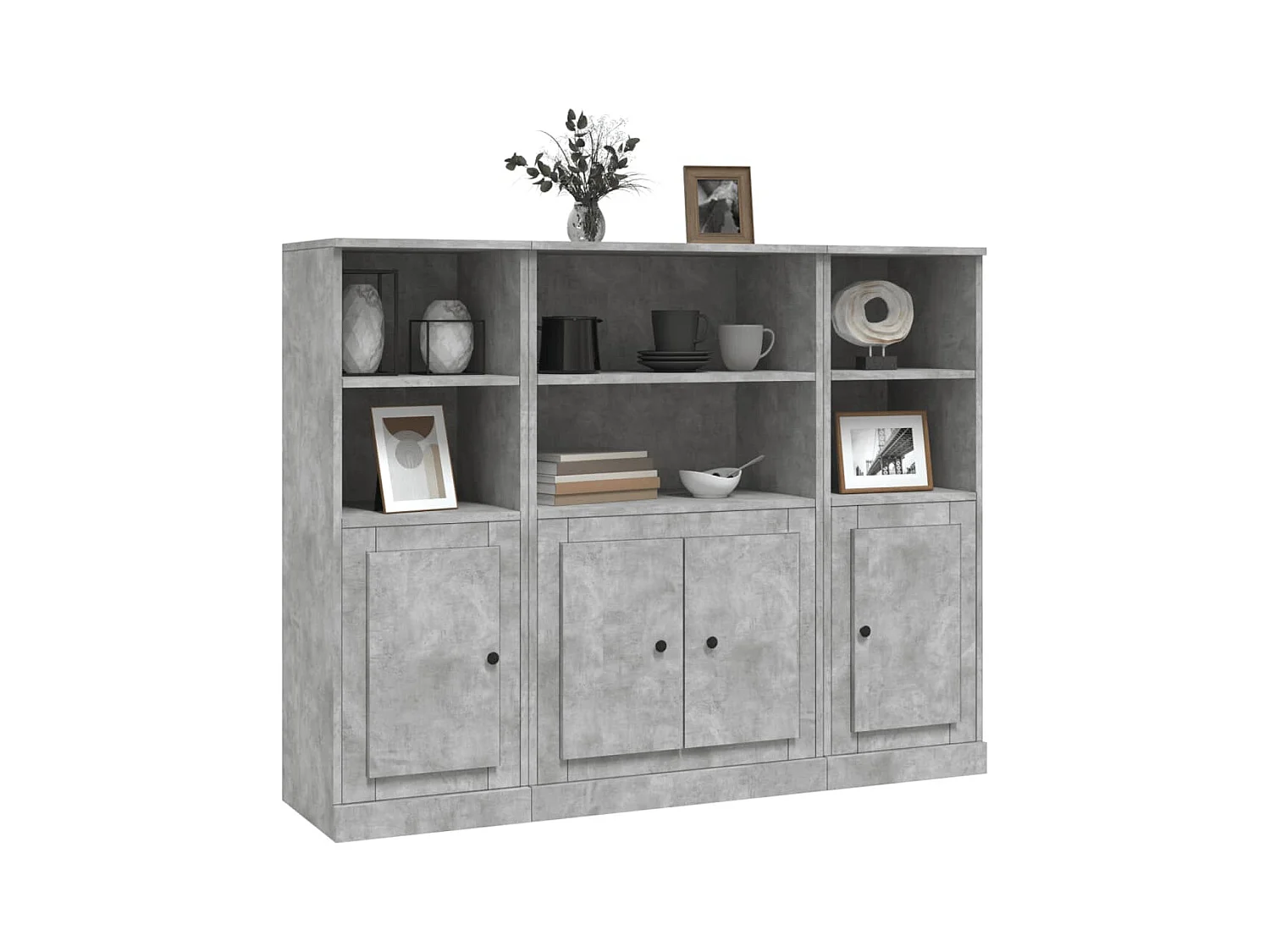 Buffets haut 3 pcs gris béton bois d'ingénierie FR87183