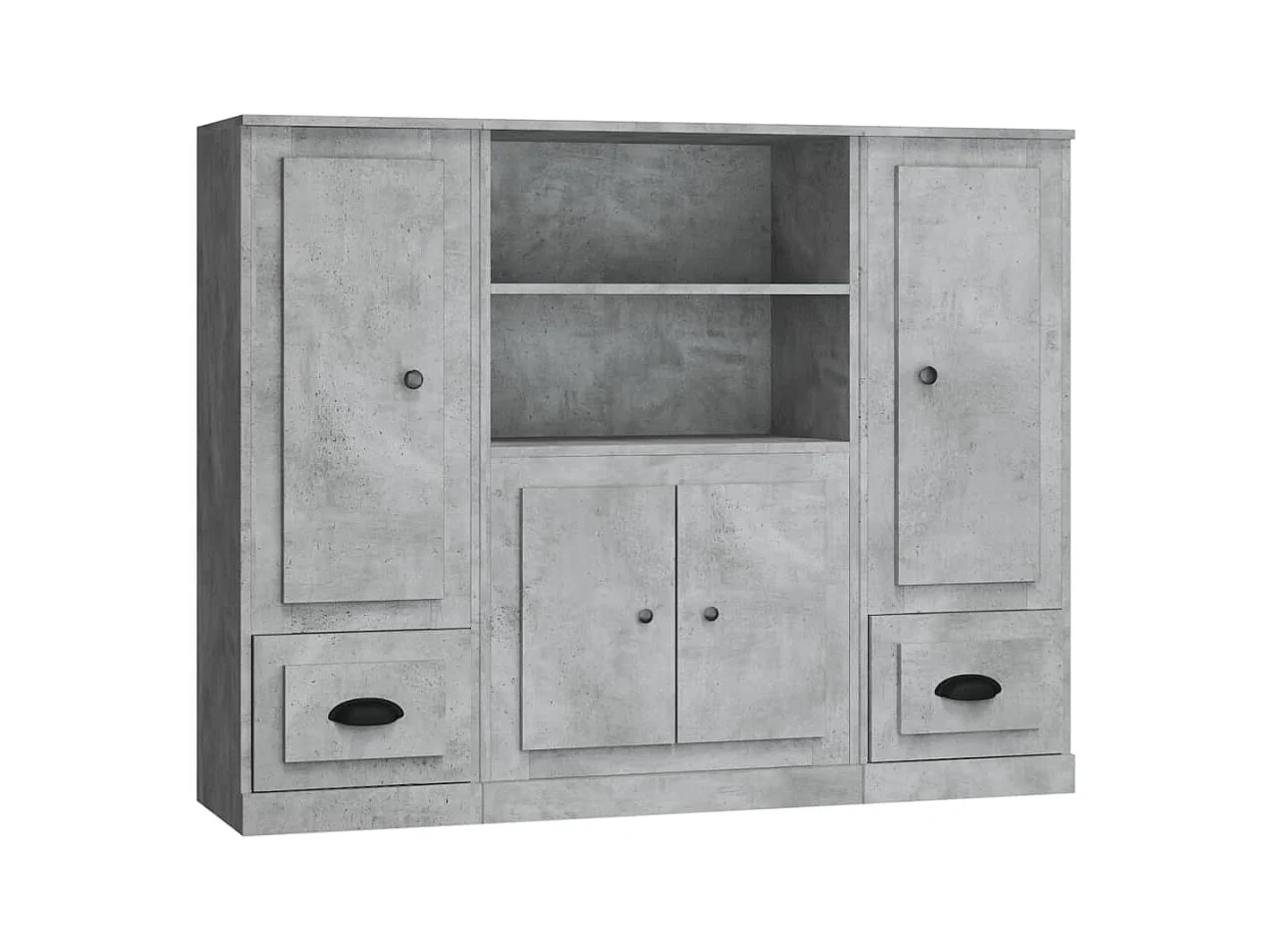 Buffets haut 3 pcs gris béton bois d'ingénierie FR78579