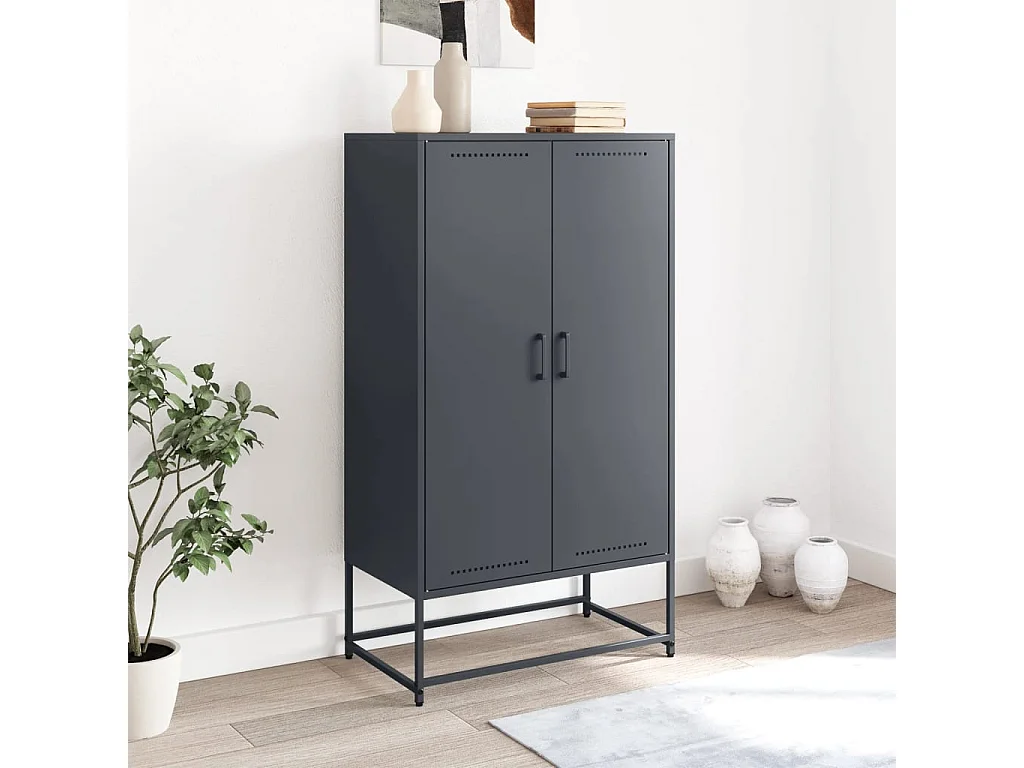 Hoge kast 68,5x38,5x123,5 cm staal antracietkleurig BE641060