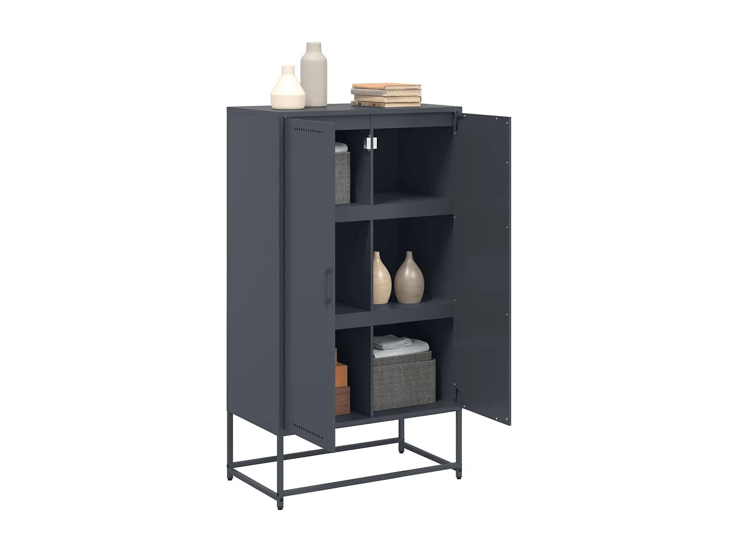 Hoge kast 68,5x38,5x123,5 cm staal antracietkleurig BE641060