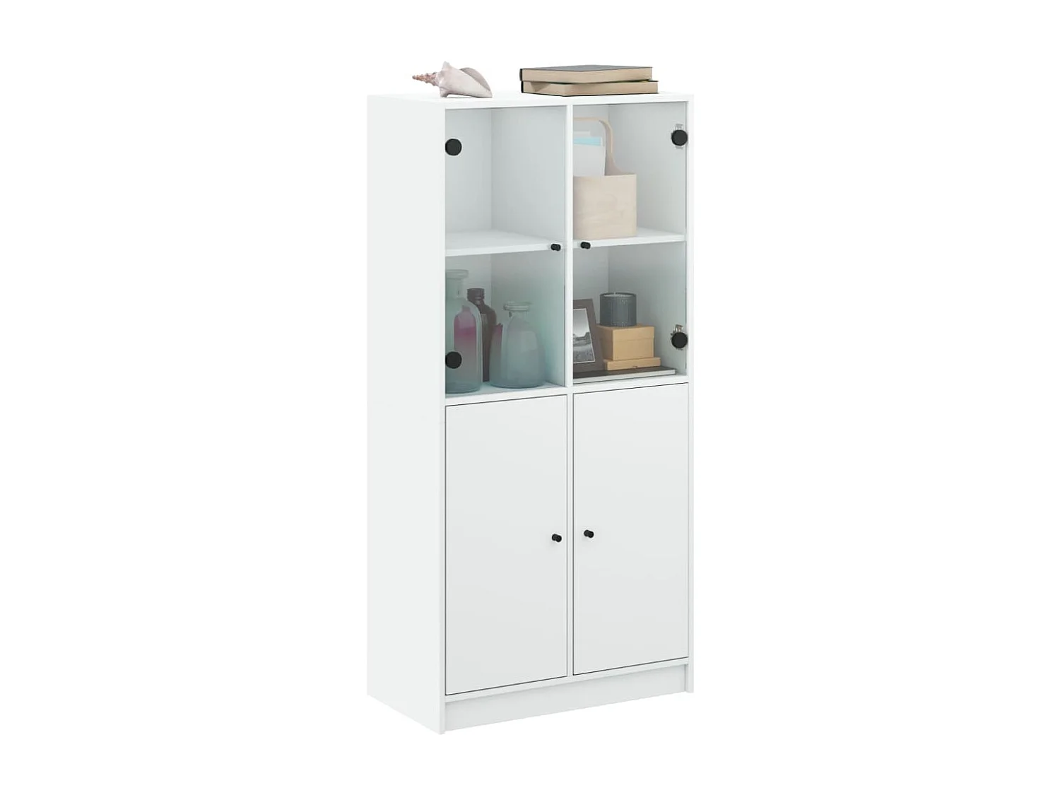 Buffet haut avec portes blanc 68x37x142 cm bois d'ingénierie FR56149