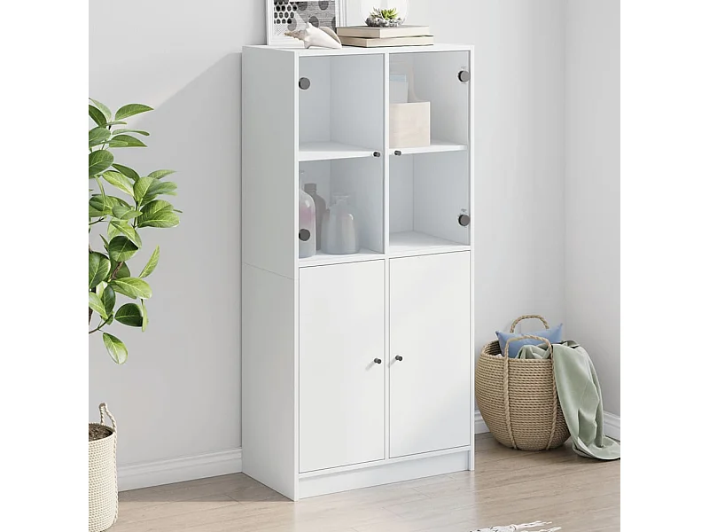 Buffet haut avec portes blanc 68x37x142 cm bois d'ingénierie FR56149