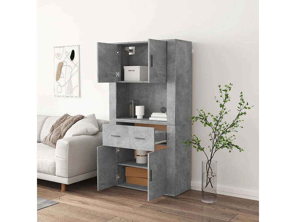 Buffet haut Gris béton Bois d'ingénierie FR61015