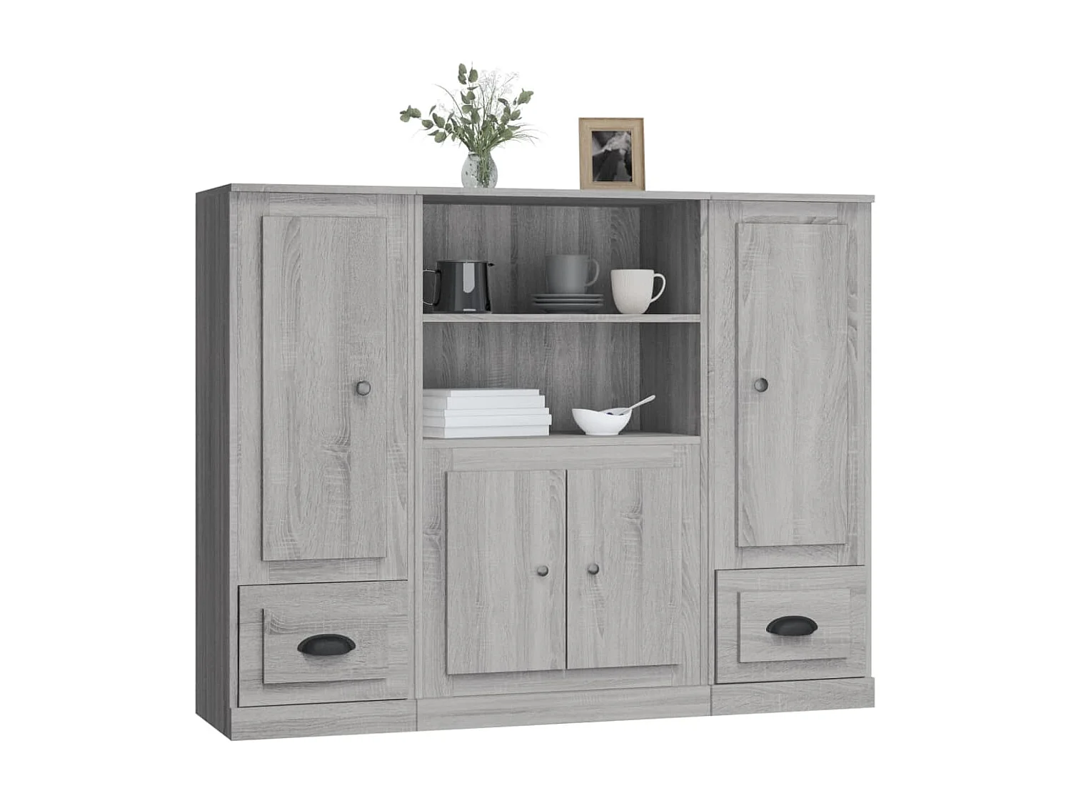 Buffets haut 3 pcs sonoma gris bois d'ingénierie FR99436