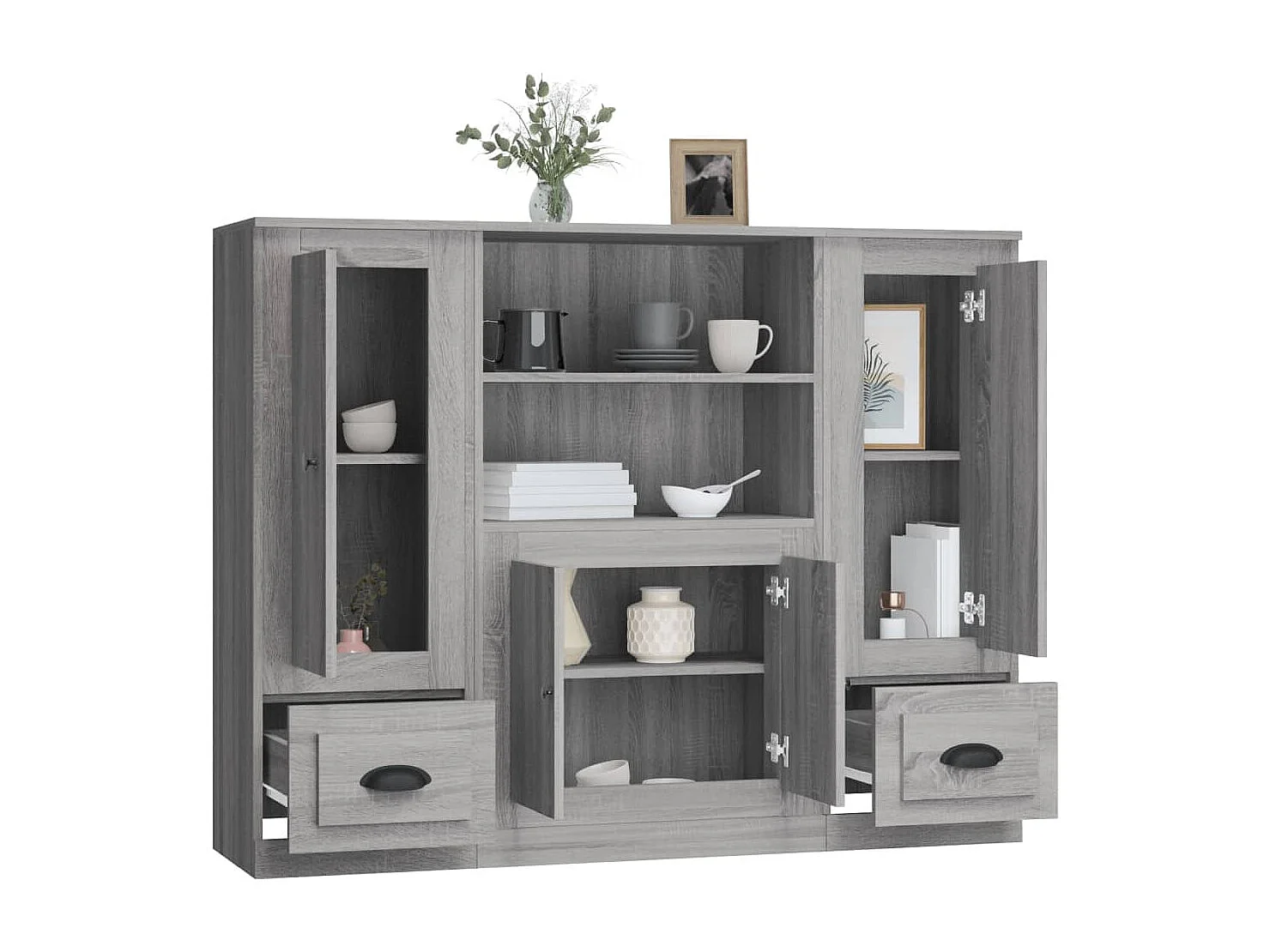 Buffets haut 3 pcs sonoma gris bois d'ingénierie FR99436