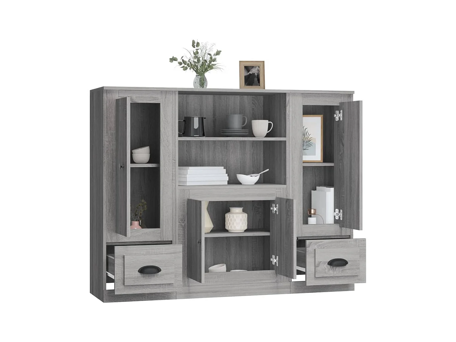 Buffets haut 3 pcs sonoma gris bois d'ingénierie FR99436