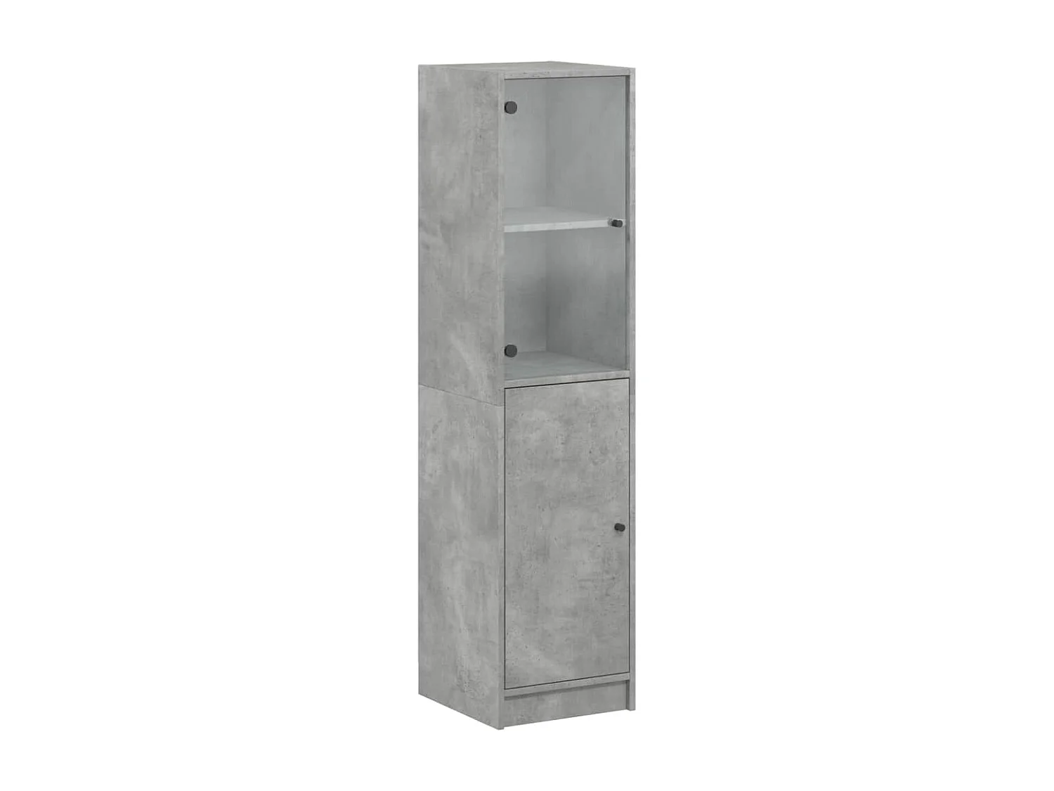 Buffet haut avec porte en verre gris béton 35x37x142 cm FR60033