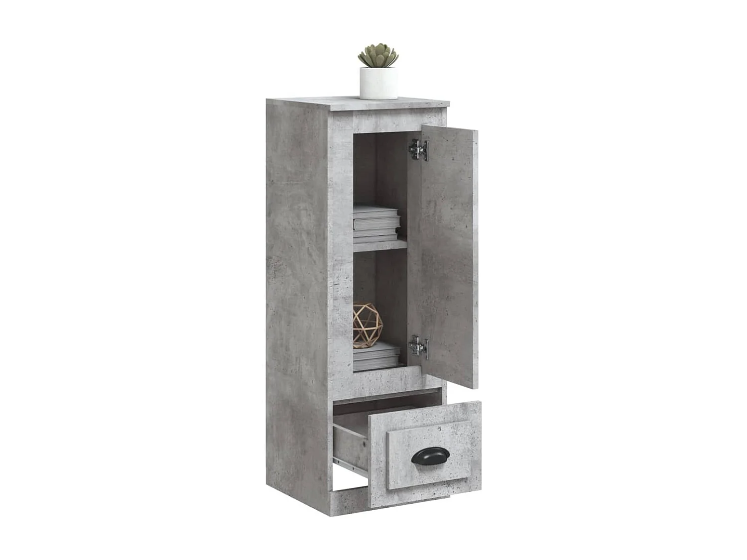 Buffet haut gris béton 36x35,5x103,5 cm bois d'ingénierie FR59361