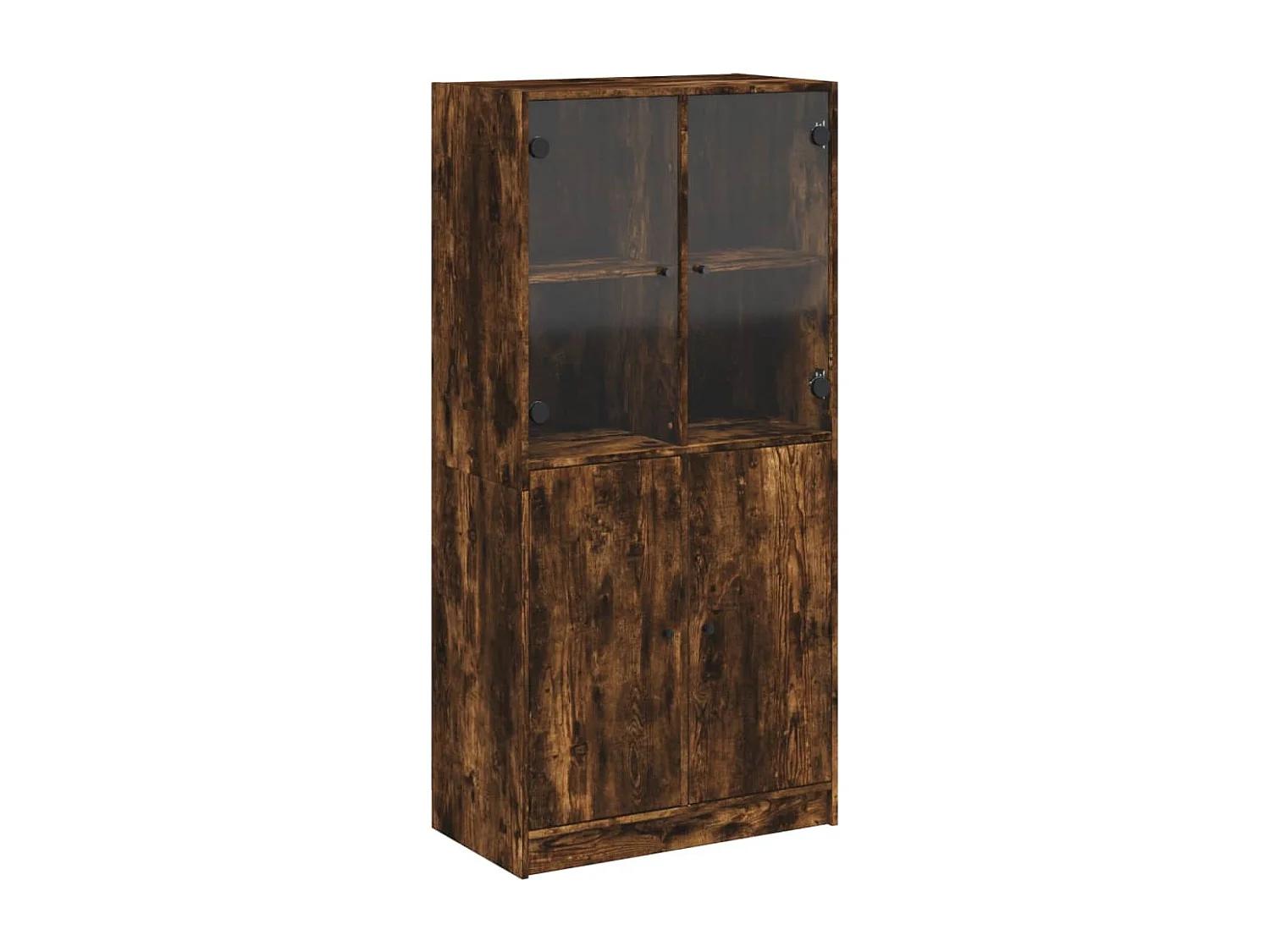 Buffet haut avec portes chêne fumé 68x37x142 cm bois ingénierie FR73755