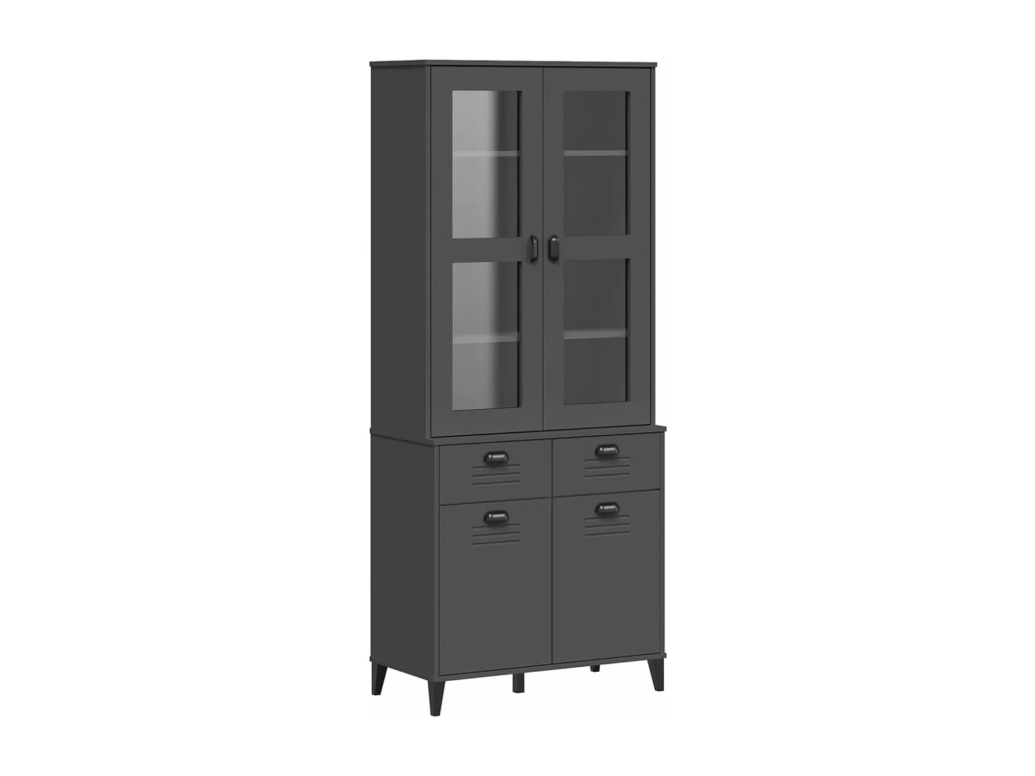 Hoge kast VIKEN 80x40x190 cm massief grenenhout antracietgrijs BE191792