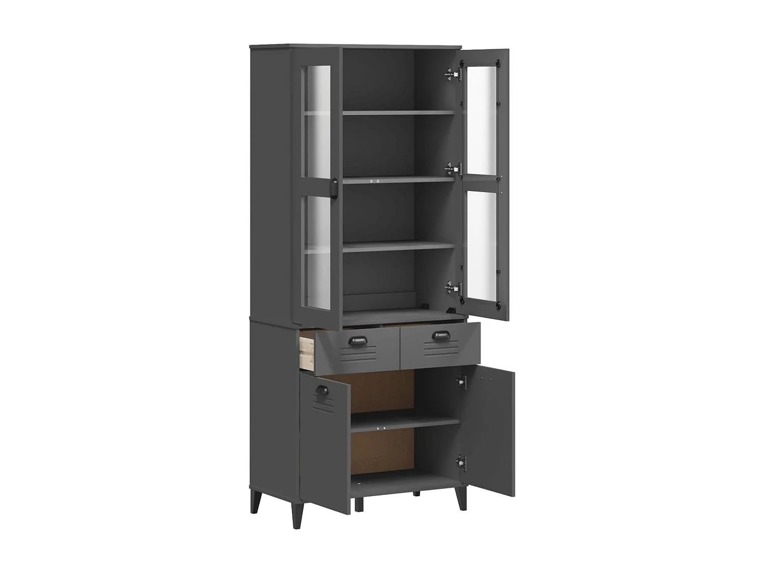 Hoge kast VIKEN 80x40x190 cm massief grenenhout antracietgrijs BE191792