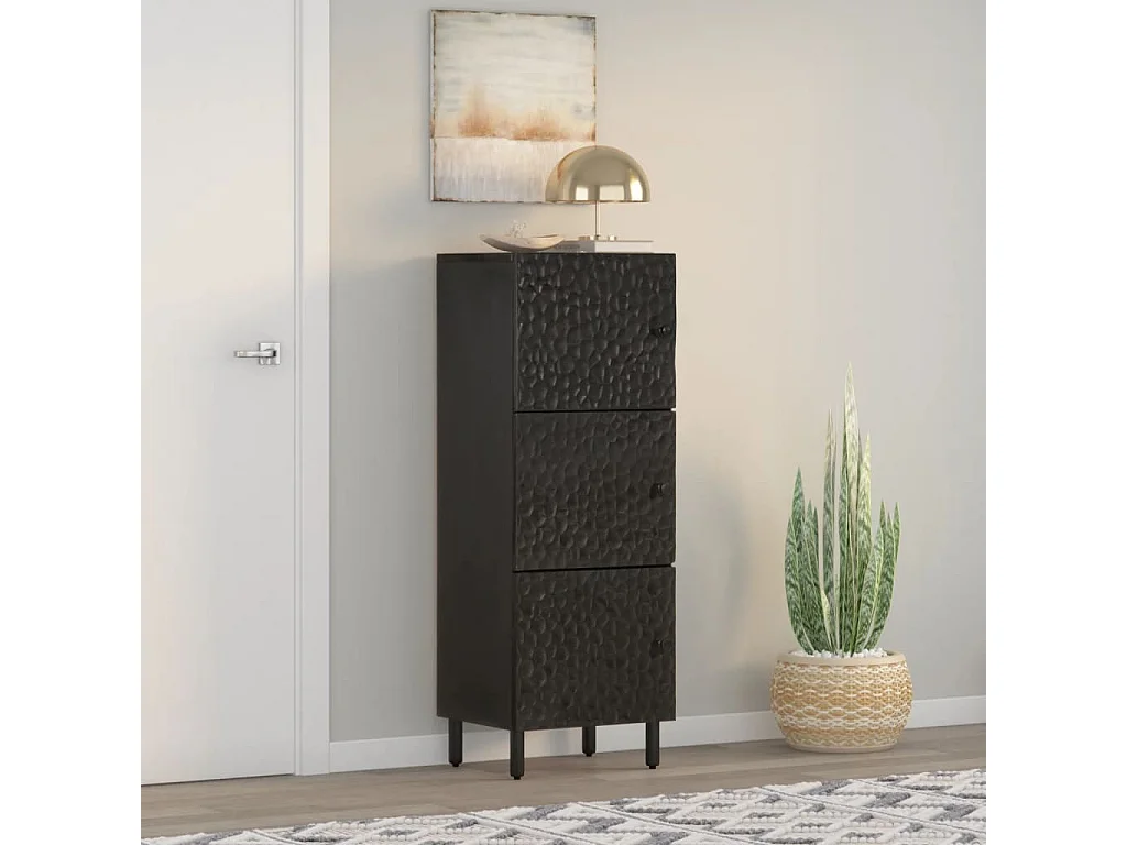 Hoge kast 40x33x110 cm massief mangohout zwart BE310160