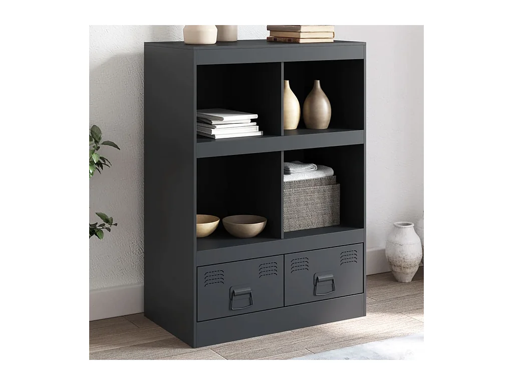 Buffet haut anthracite 67x39x95 cm acier FR65862