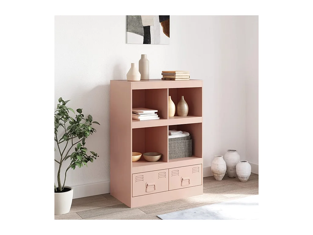 Buffet haut rose 67x39x95 cm acier FR34676