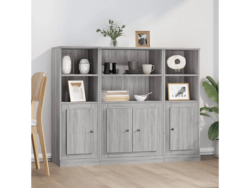 Buffets haut 3 pcs sonoma gris bois d'ingénierie FR68271