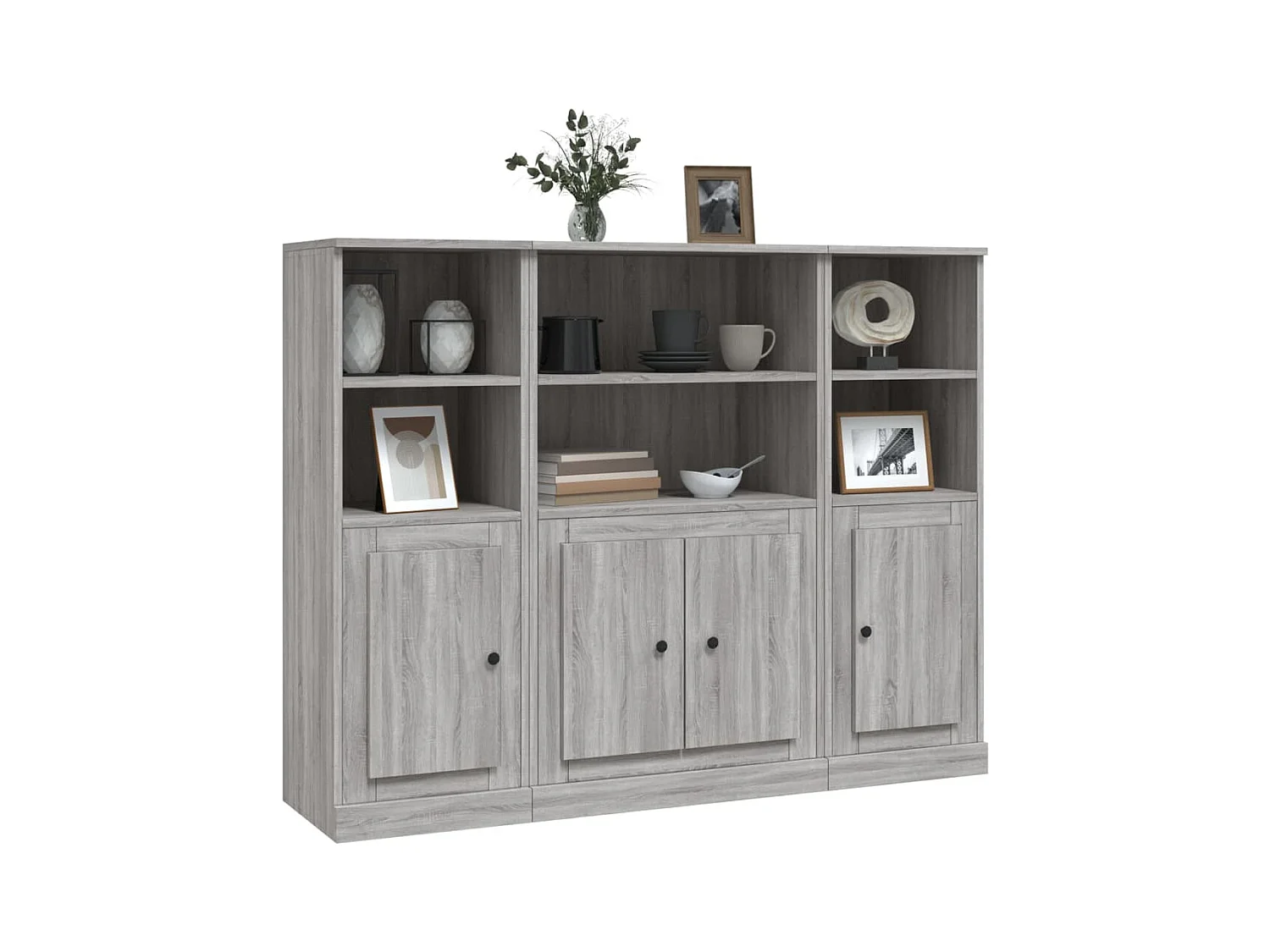 Buffets haut 3 pcs sonoma gris bois d'ingénierie FR68271